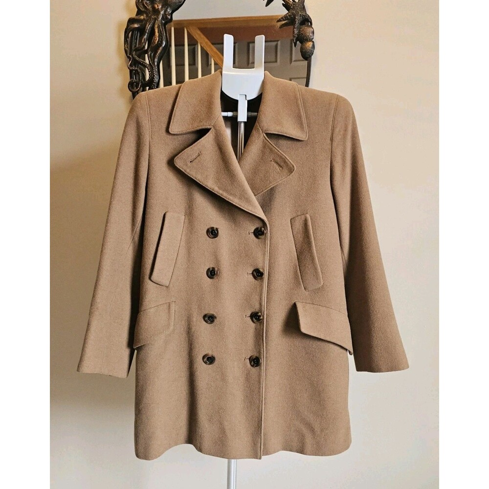 Vintage Fleurette 100% Camel Hair Coat Womens 6 Double Breasted Union Made USA